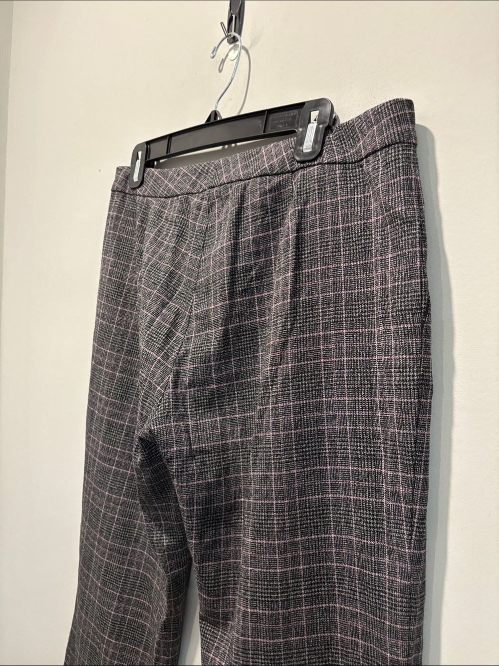 Teenflo Wool Plaid Wide-Leg Dress Pants Size 10 Black Grey Pink - Picture 12 of 16